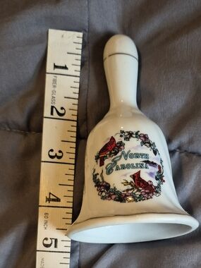 North Carolina Ceramic Souvenir Bell - White with Multicolor Floral Design